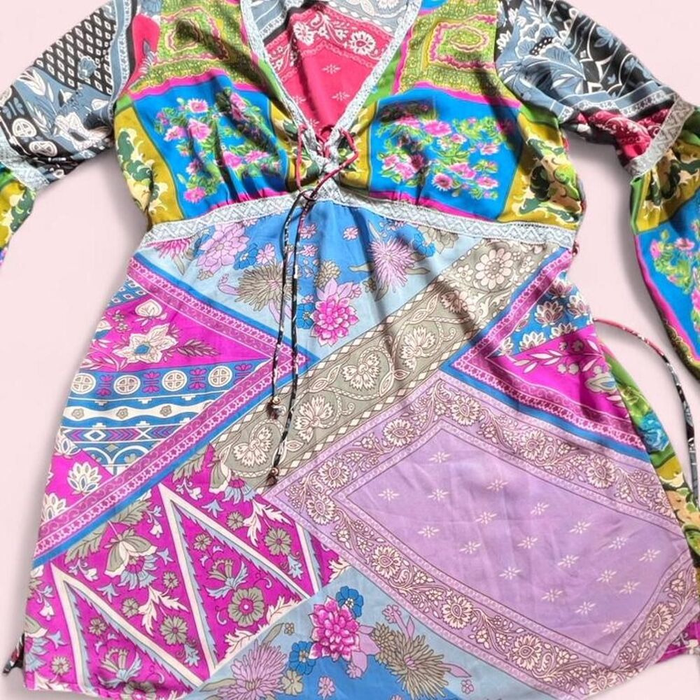 Roaman's 18W Patchwork Peasant Tunic Plus Size Bo… - image 3